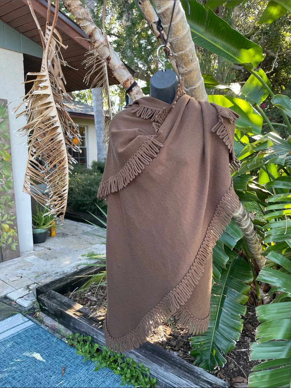 Brown fringe shawl